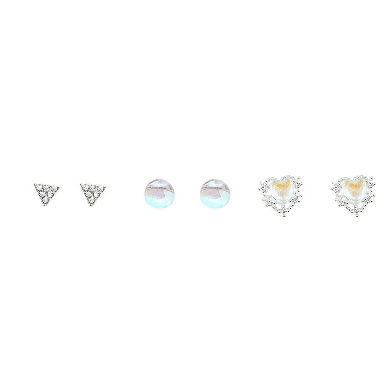 Wholesale S925 Silver Needle Aurora Love Heart Alloy Earrings
