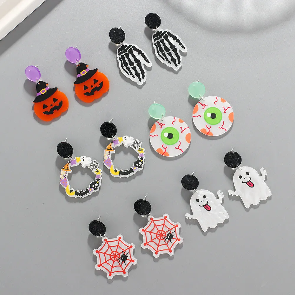 Wholesale S925 Silver Needle Halloween Series Graffiti Earrings