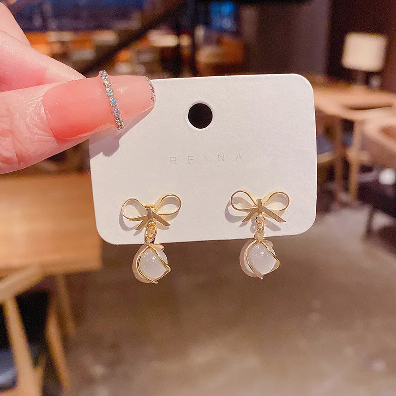 Wholesale S925 Silver Needle Opal Geometric Love Earrings
