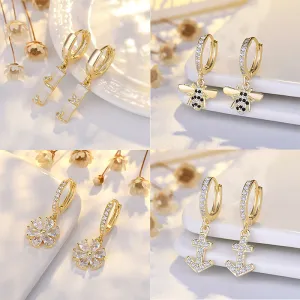 Wholesale S925 Sterling Silver Heart Shaped Diamond Flower Earrings