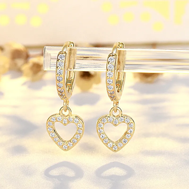 Wholesale S925 Sterling Silver Heart Shaped Diamond Flower Earrings
