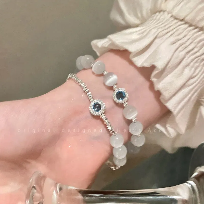 Wholesale Seabed starry sky natural cat's eye stone broken silver beads