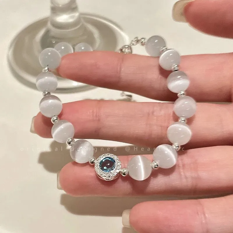 Wholesale Seabed starry sky natural cat's eye stone broken silver beads