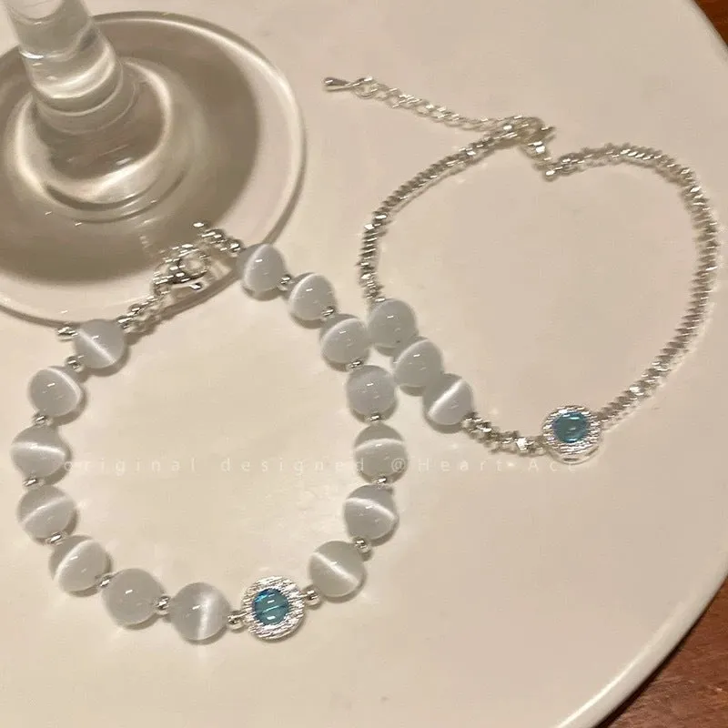 Wholesale Seabed starry sky natural cat's eye stone broken silver beads