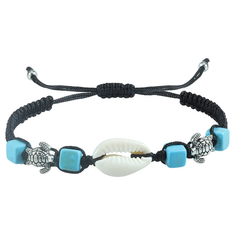 Wholesale Seashell Turtle Turquoise Weaving Alloy Bracelet