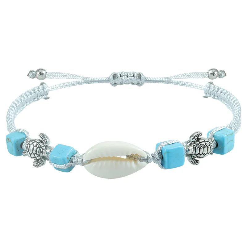 Wholesale Seashell Turtle Turquoise Weaving Alloy Bracelet