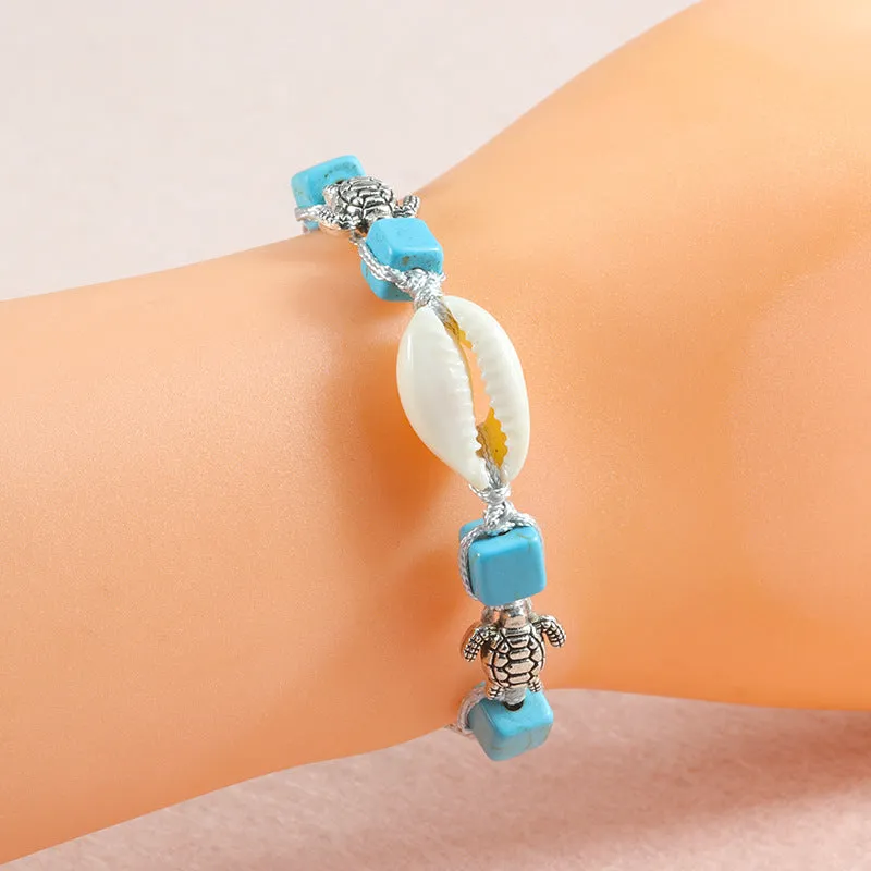 Wholesale Seashell Turtle Turquoise Weaving Alloy Bracelet