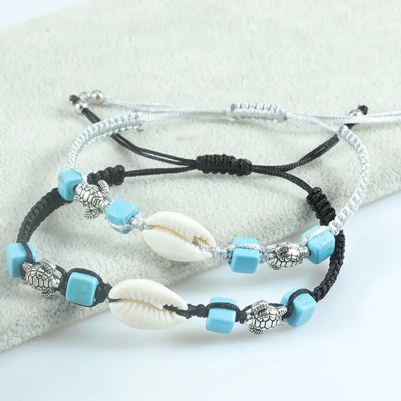 Wholesale Seashell Turtle Turquoise Weaving Alloy Bracelet