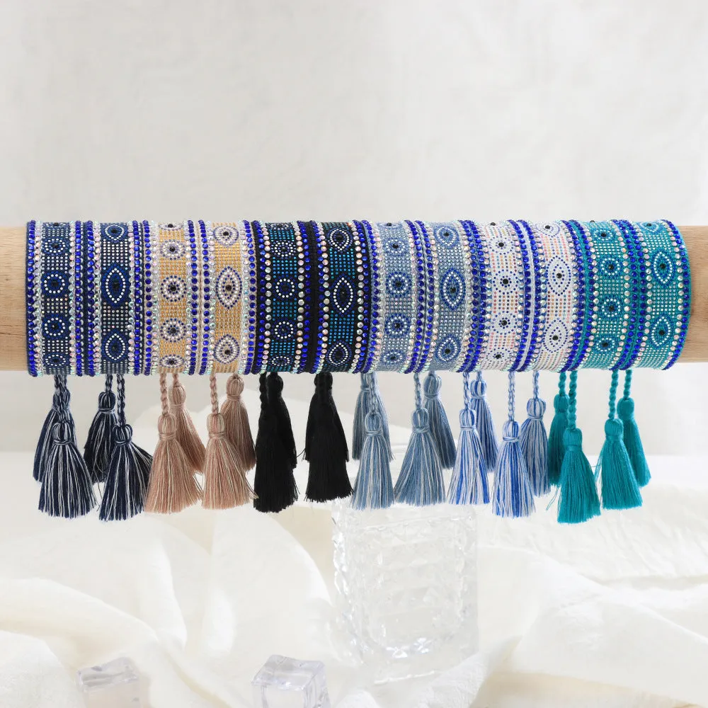 Wholesale Sequin Devil's Eye Woven Cord Bracelet