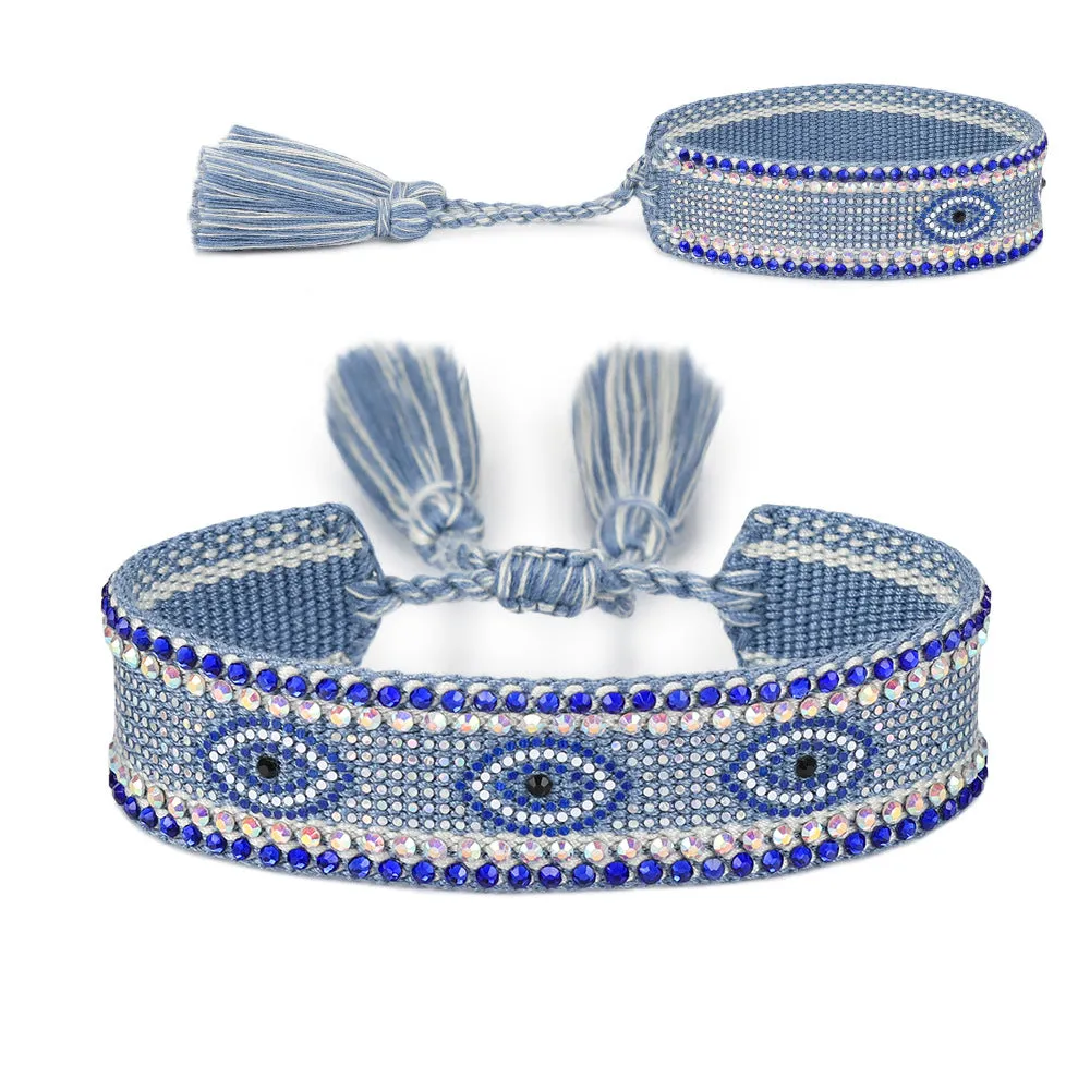 Wholesale Sequin Devil's Eye Woven Cord Bracelet
