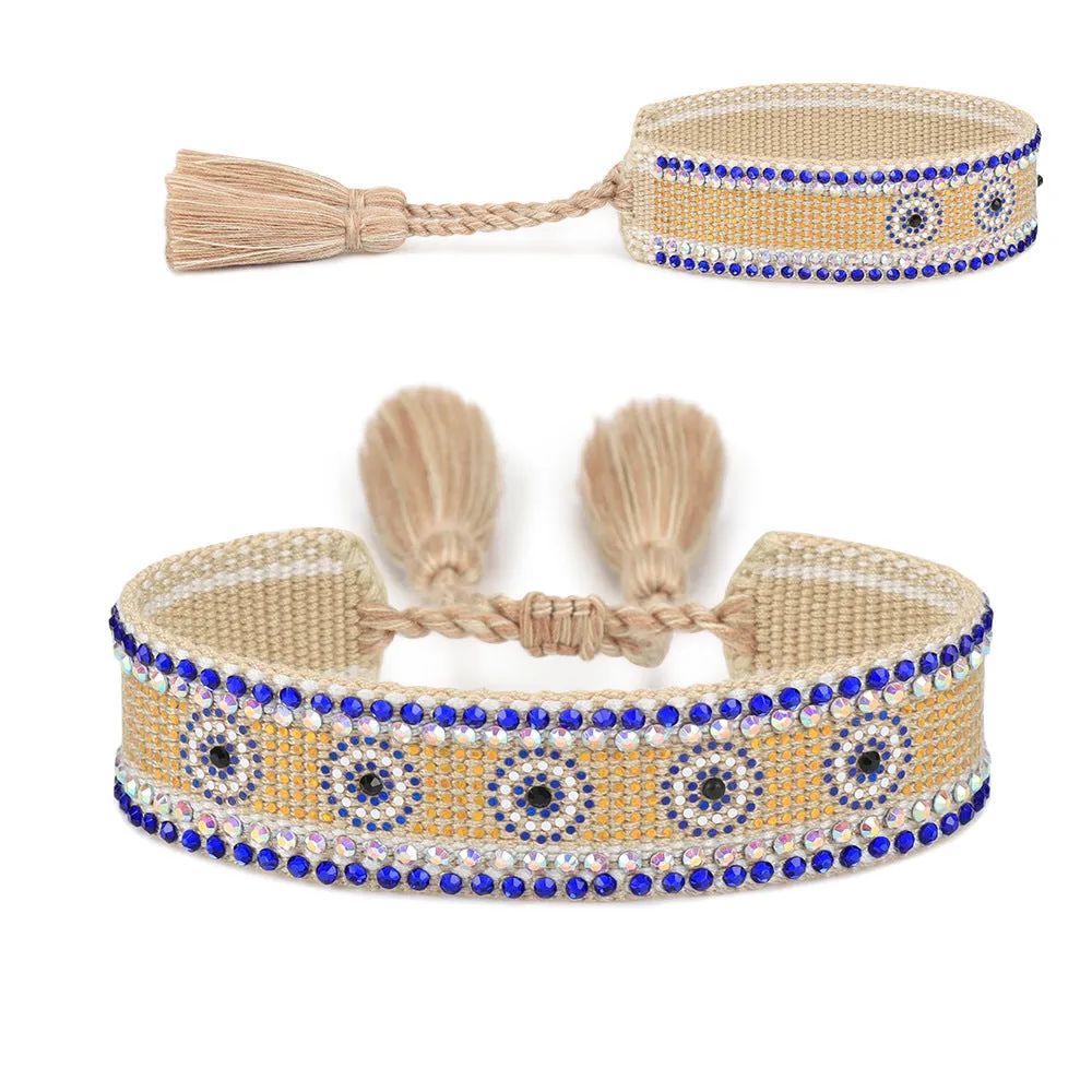 Wholesale Sequin Devil's Eye Woven Cord Bracelet