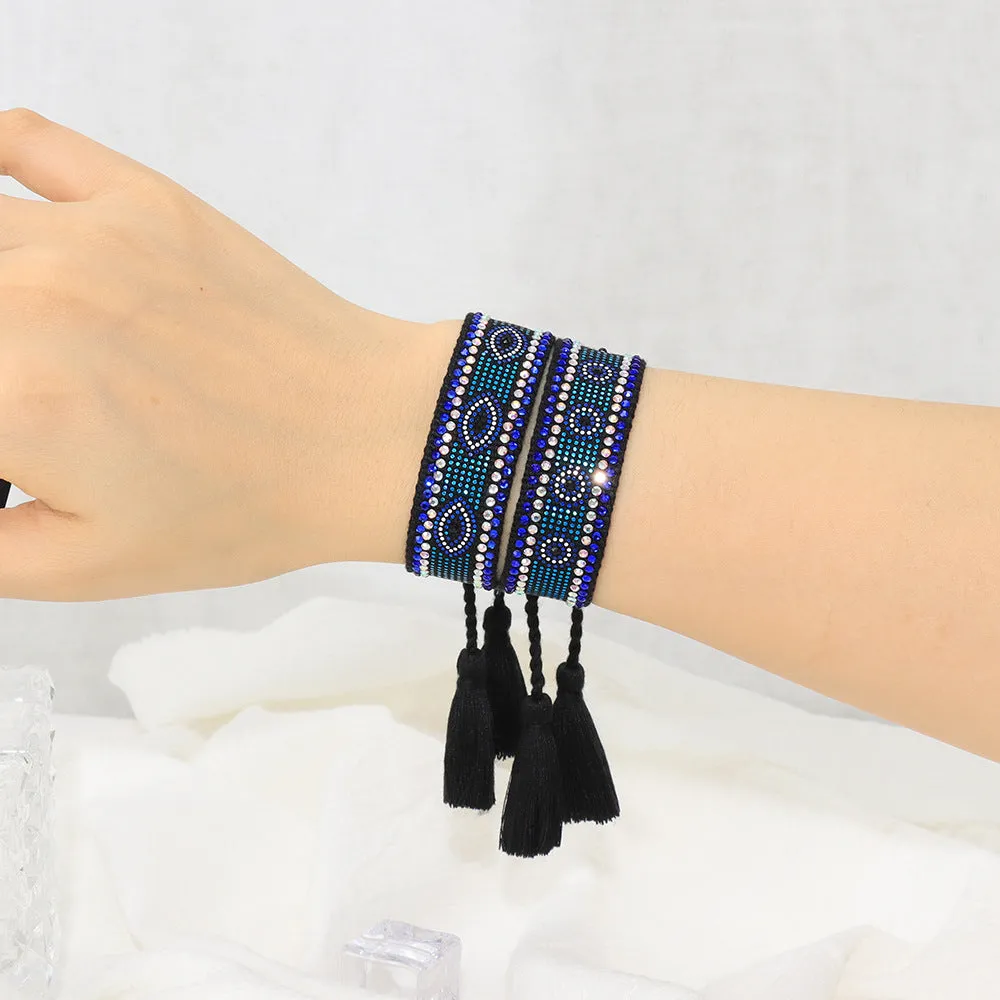 Wholesale Sequin Devil's Eye Woven Cord Bracelet
