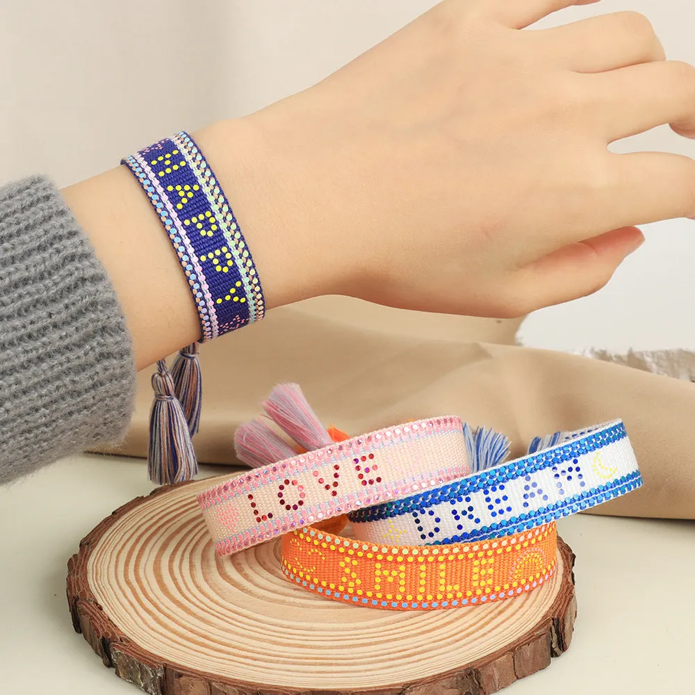 Wholesale Sequin Letter Creative Woven Bracelet