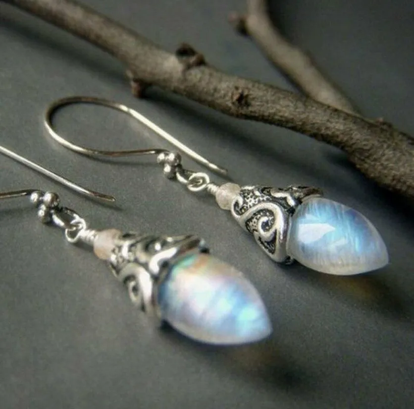 Wholesale Set with Sea Blue Topaz Rotating Water Drop Pear Shaped Earrings