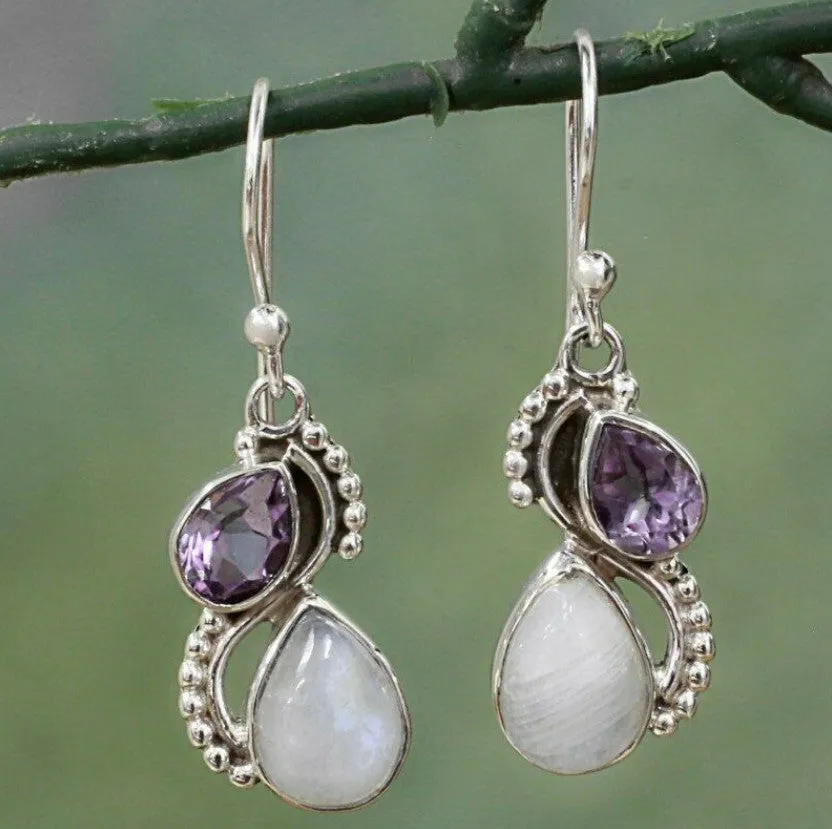 Wholesale Set with Sea Blue Topaz Rotating Water Drop Pear Shaped Earrings