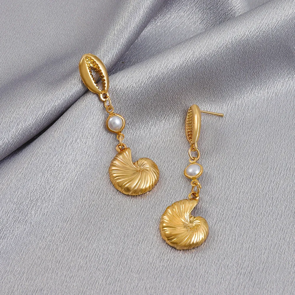 Wholesale Shell Alloy Pearl Earrings