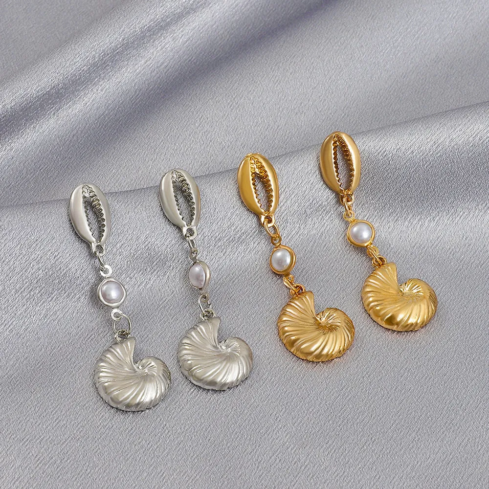 Wholesale Shell Alloy Pearl Earrings