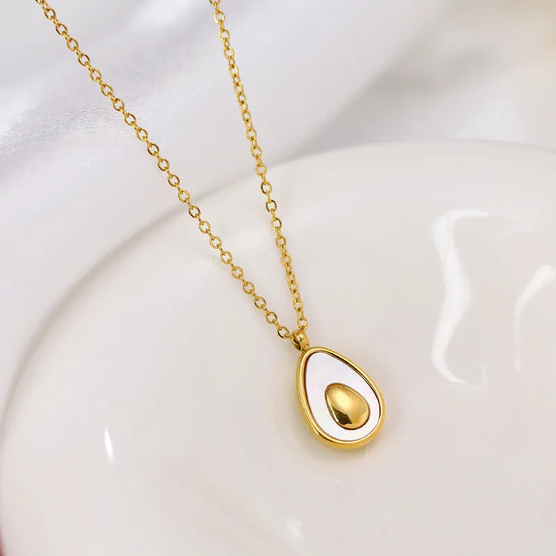 Wholesale Shell Avocado Titanium Steel Necklace Clavicle Chain
