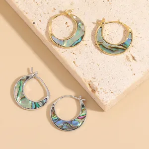 Wholesale Shell Moon Simple Copper Plated 14K Real Gold Earrings