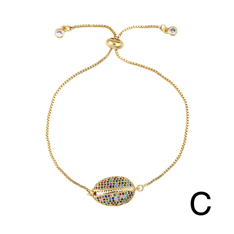 Wholesale Shell Zircon Copper Bracelets