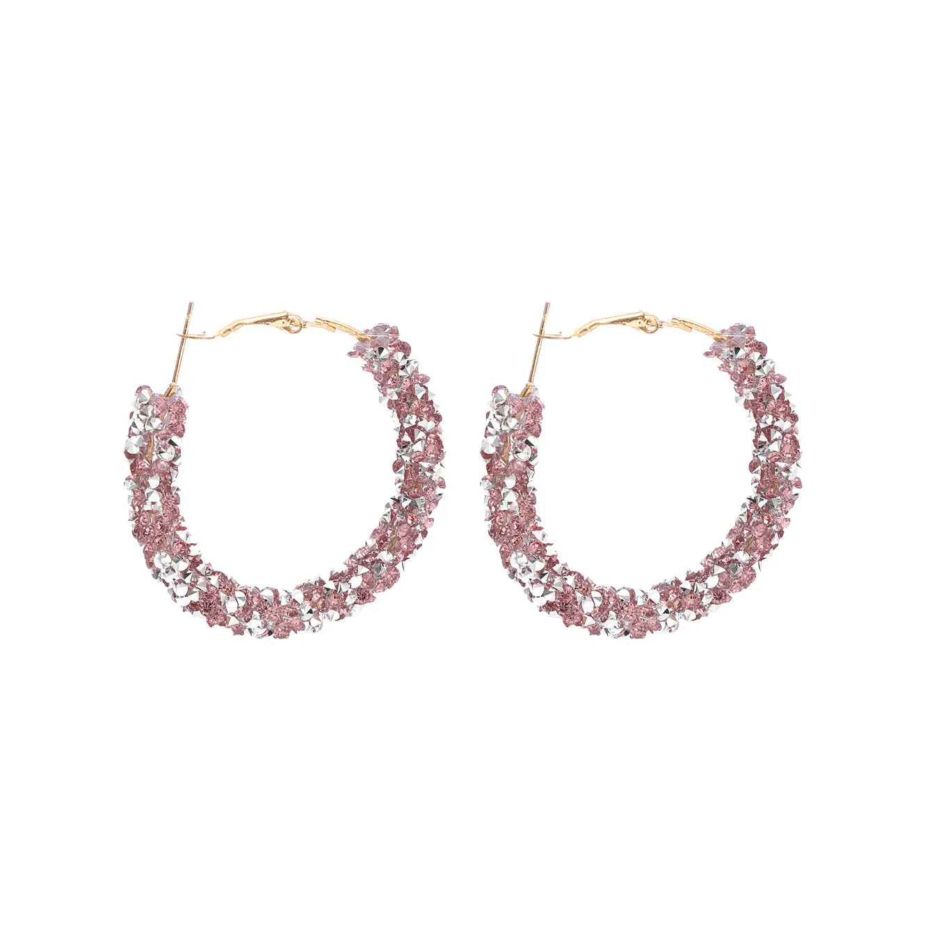 Wholesale Shiny Diamond Hoop Earrings Full of Diamond Circle Earrings
