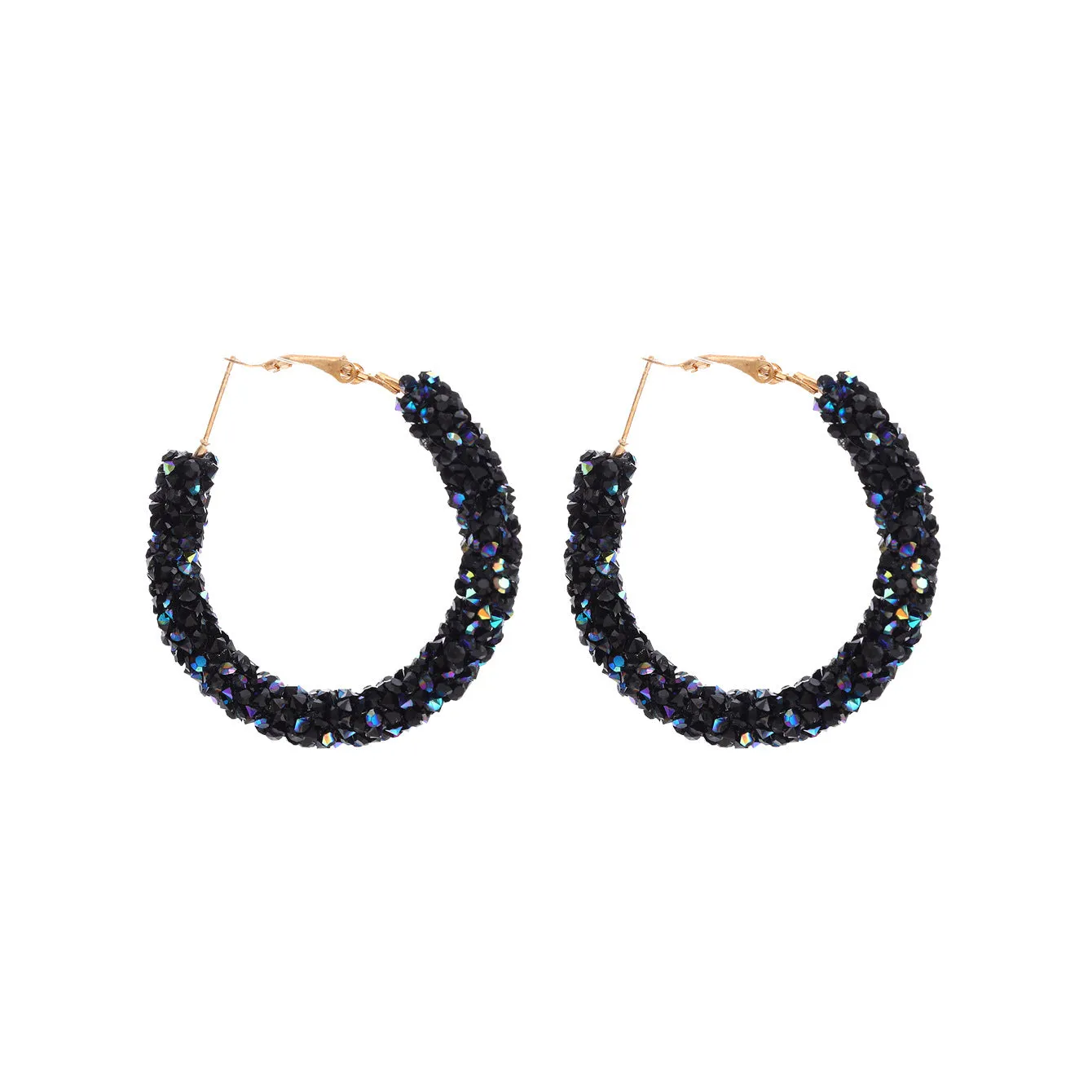 Wholesale Shiny Diamond Hoop Earrings Full of Diamond Circle Earrings