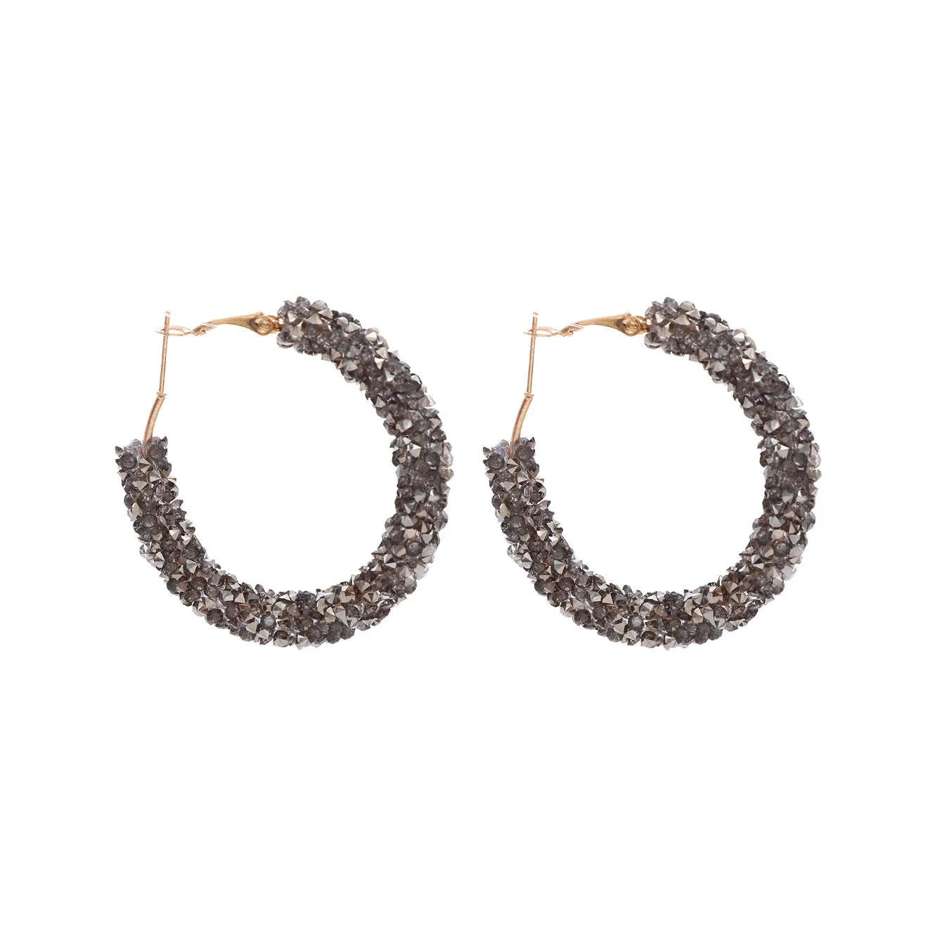 Wholesale Shiny Diamond Hoop Earrings Full of Diamond Circle Earrings