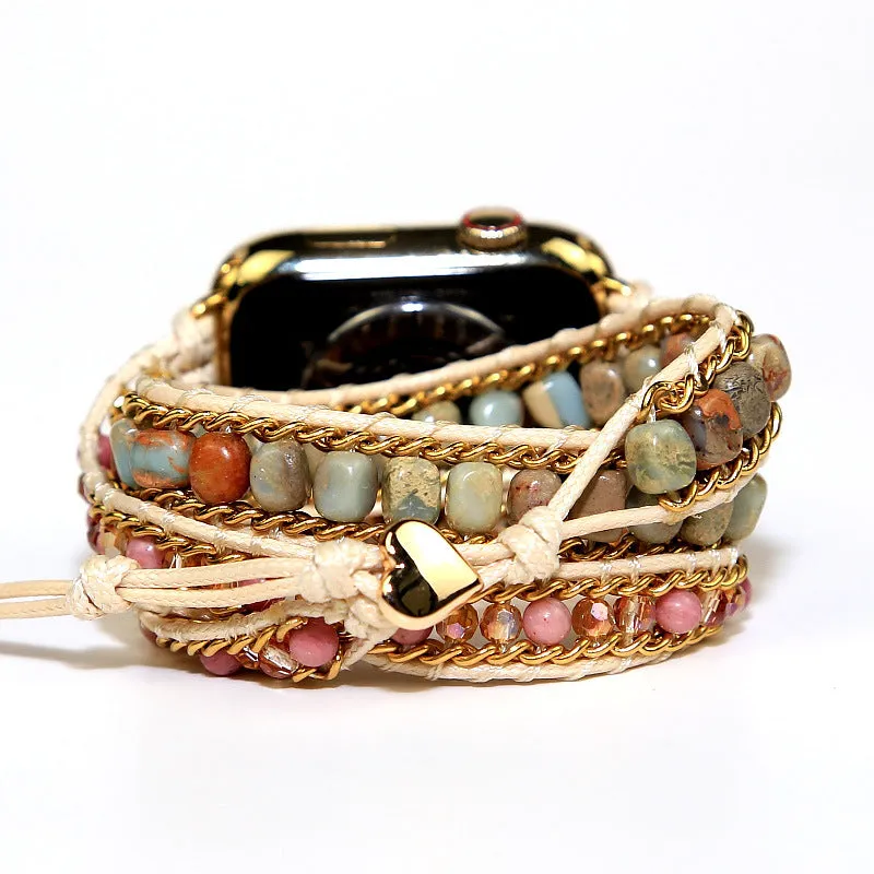 Wholesale Shoushan Stone Mixed Multi-layer Vintage Chain Resin Woven Bracelet