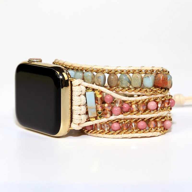 Wholesale Shoushan Stone Mixed Multi-layer Vintage Chain Resin Woven Bracelet