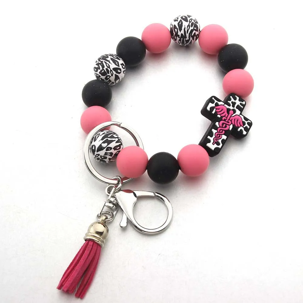 Wholesale Silicone Bead Bracelet Keychain Bracele Accessories