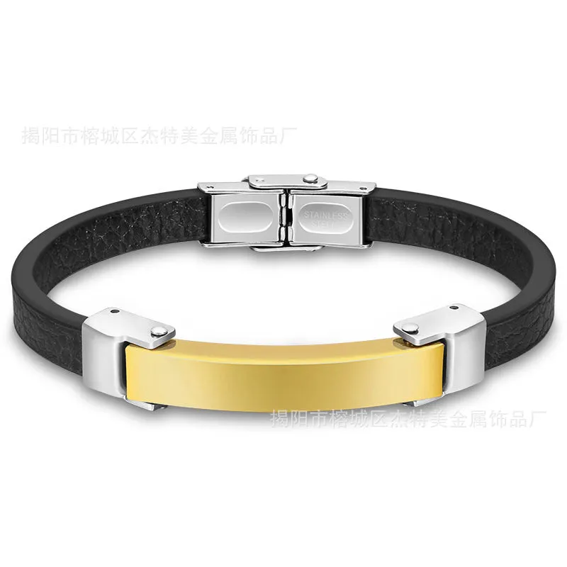 Wholesale Silicone Bracelet Microfiber Titanium Steel Gold-plated Rose Bracelet