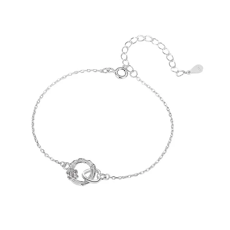 Wholesale Silver couple bracelet thorn and rose bracelet