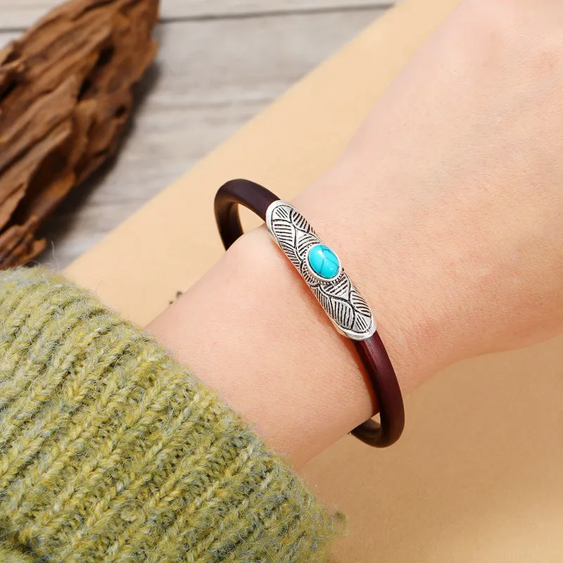 Wholesale Silver-inlaid ethnic retro artistic natural rattan bracelet
