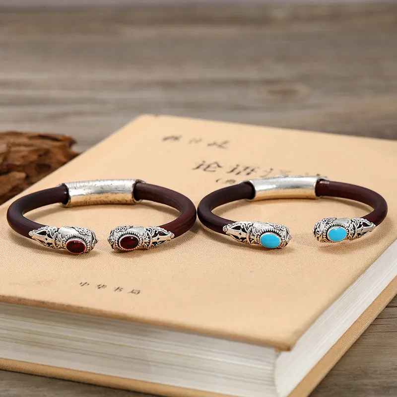 Wholesale Silver-inlaid ethnic retro artistic natural rattan bracelet
