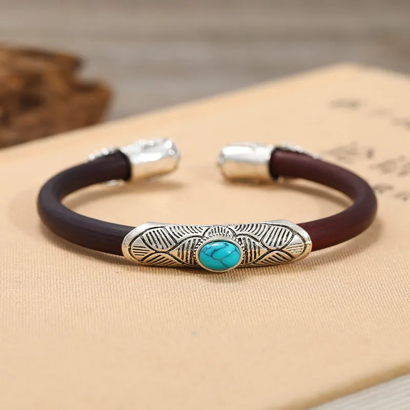Wholesale Silver-inlaid ethnic retro artistic natural rattan bracelet