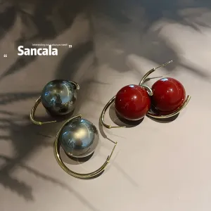 Wholesale Silver Needle 18K Gold 22MM Lacquered Large Pearl C-shaped Large Earrings