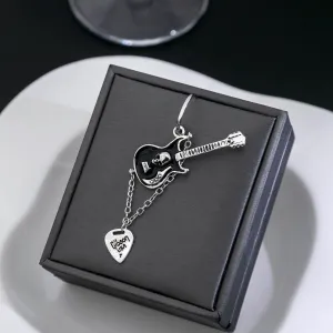 Wholesale Silver Needle Black Guitar Chain Alloy Earrings