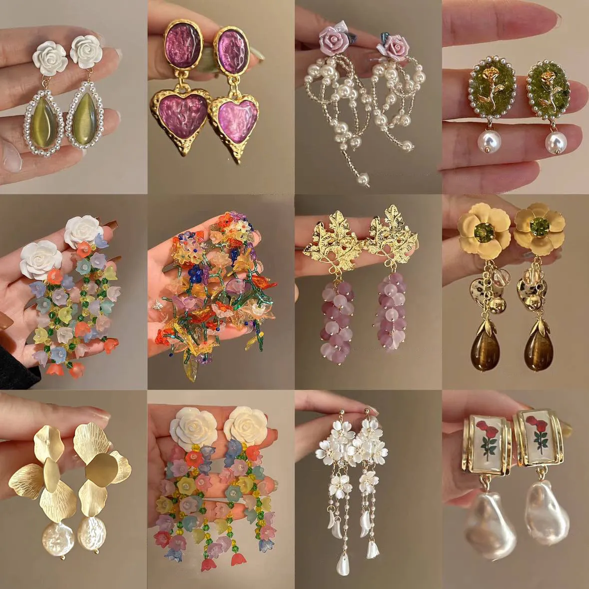 Wholesale Silver Needle Diamond Crystal Pearl Alloy Earrings