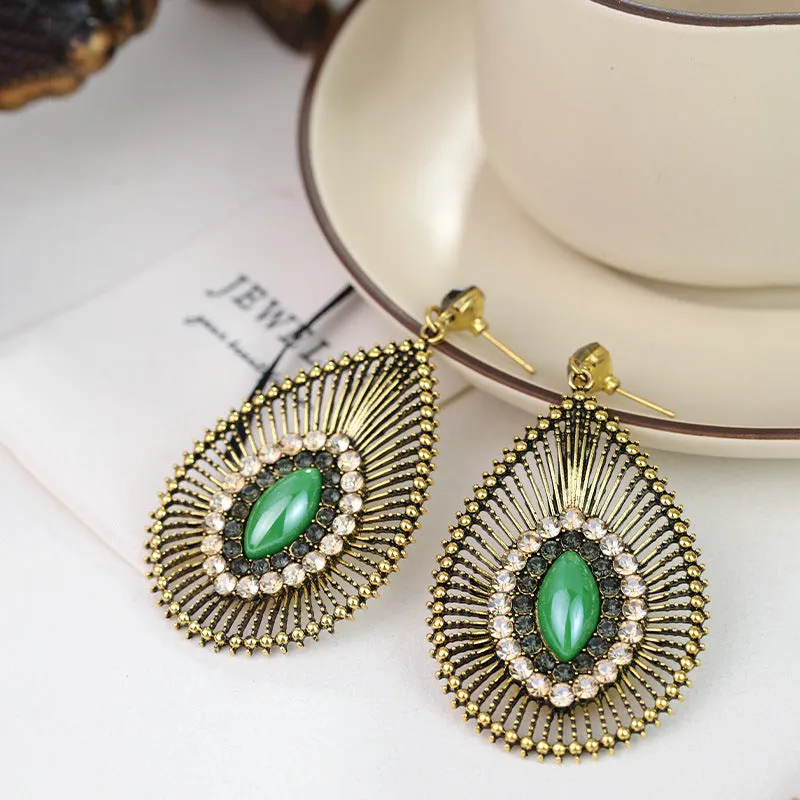 Wholesale Silver Needle Diamond Hollow Drop Earrings