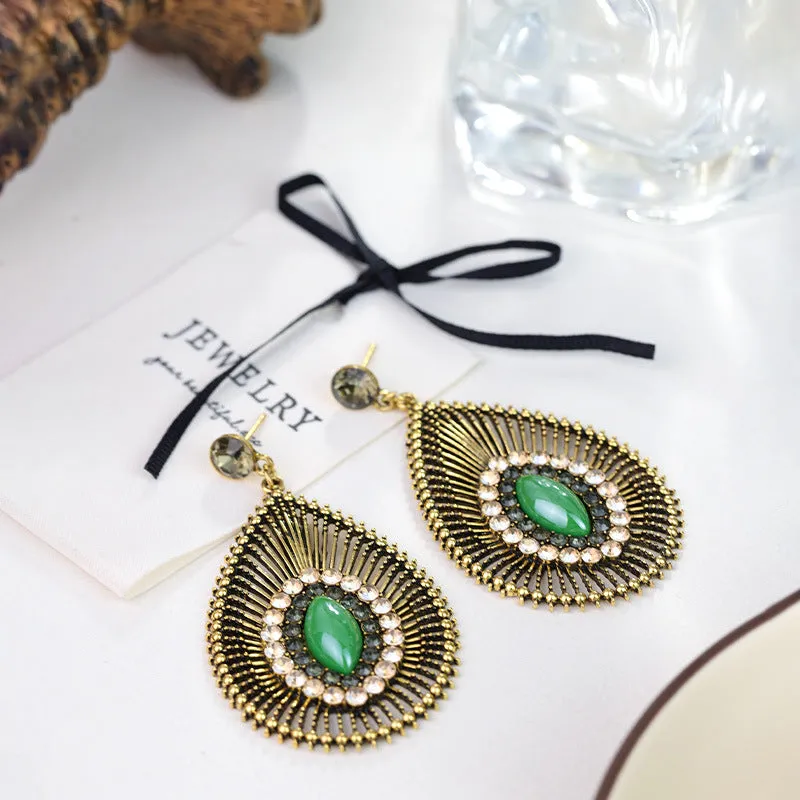 Wholesale Silver Needle Diamond Hollow Drop Earrings