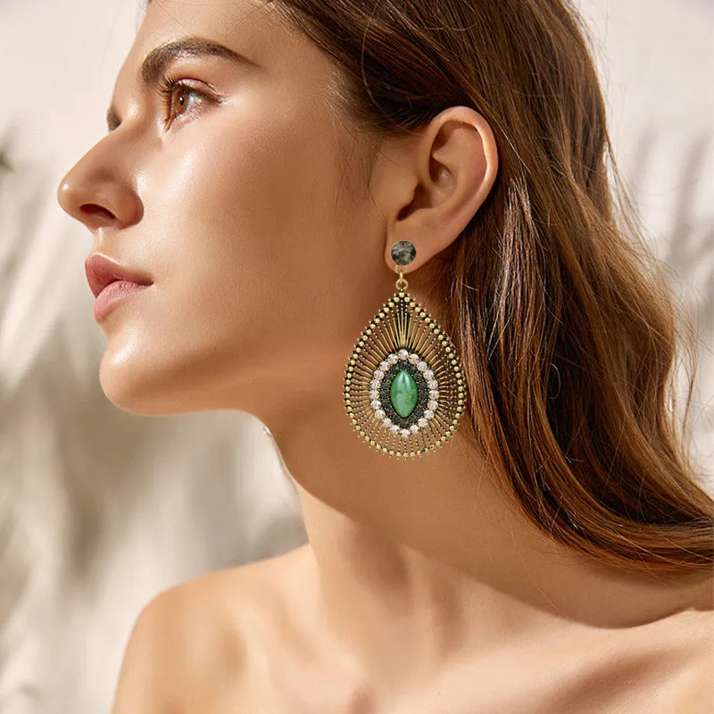 Wholesale Silver Needle Diamond Hollow Drop Earrings