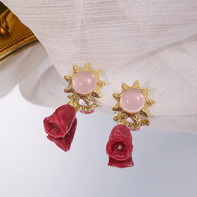 Wholesale Silver Needle Resin Tulip Alloy Earrings