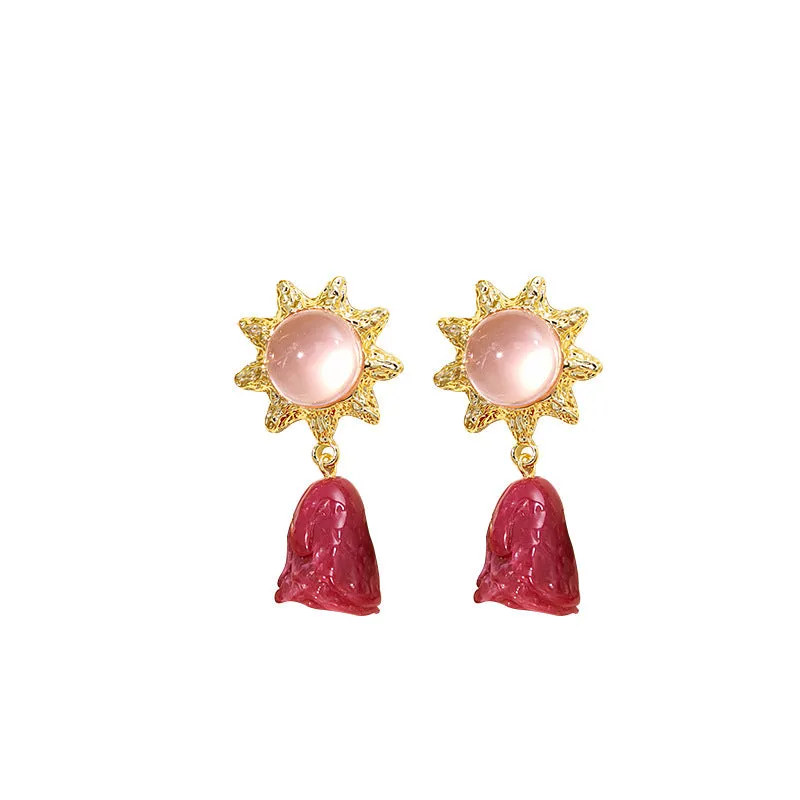 Wholesale Silver Needle Resin Tulip Alloy Earrings