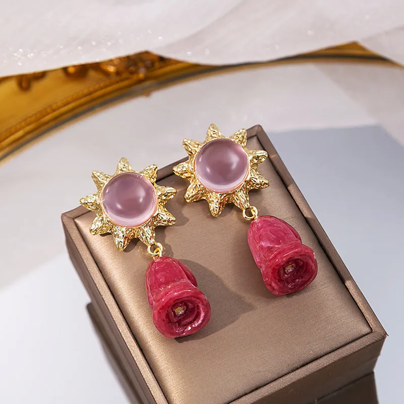 Wholesale Silver Needle Resin Tulip Alloy Earrings