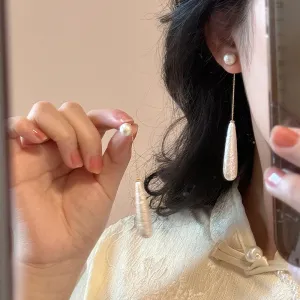 Wholesale Silver Needle Retro Pearl Drop Tassel Earrings