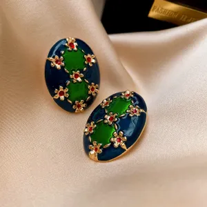 Wholesale Silver Pin Drip Flower Circle Vintage Earrings Metal