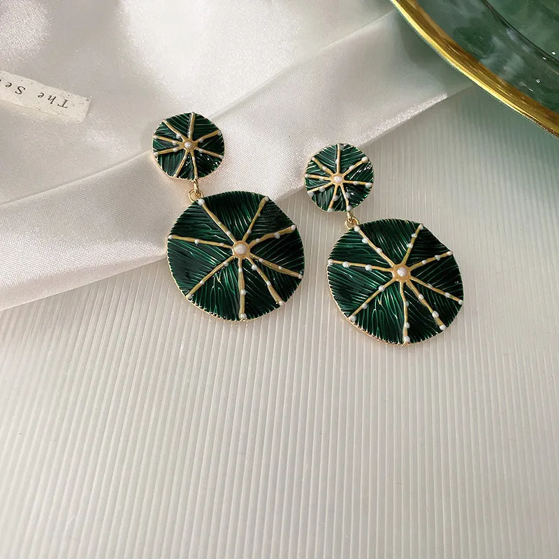 Wholesale Silver Pin Drip Flower Circle Vintage Earrings Metal