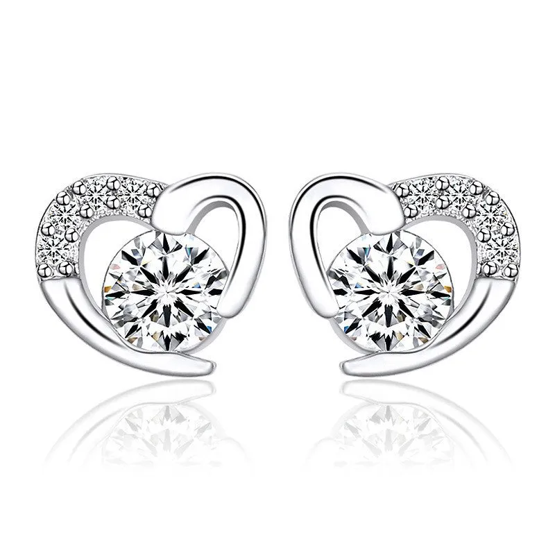 Wholesale Silver Pin Heart Copper Earrings