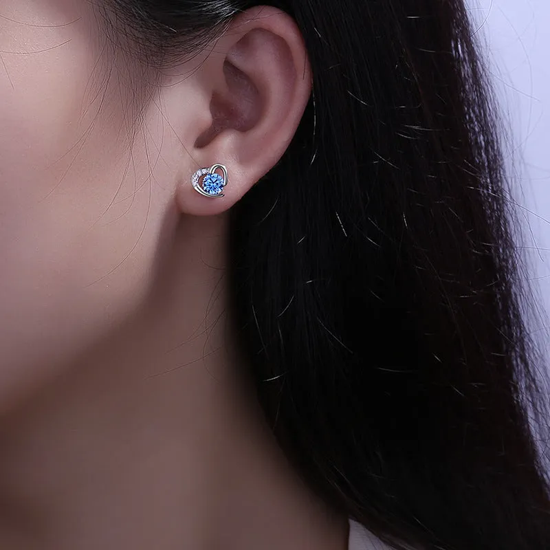 Wholesale Silver Pin Heart Copper Earrings