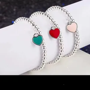 Wholesale Silver-plated heart bracelet enamel red heart bracelet